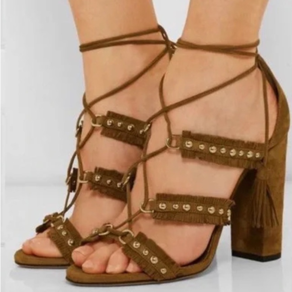 Aquazzura Firenze Tulum Cognac Strappy Women's Sandal